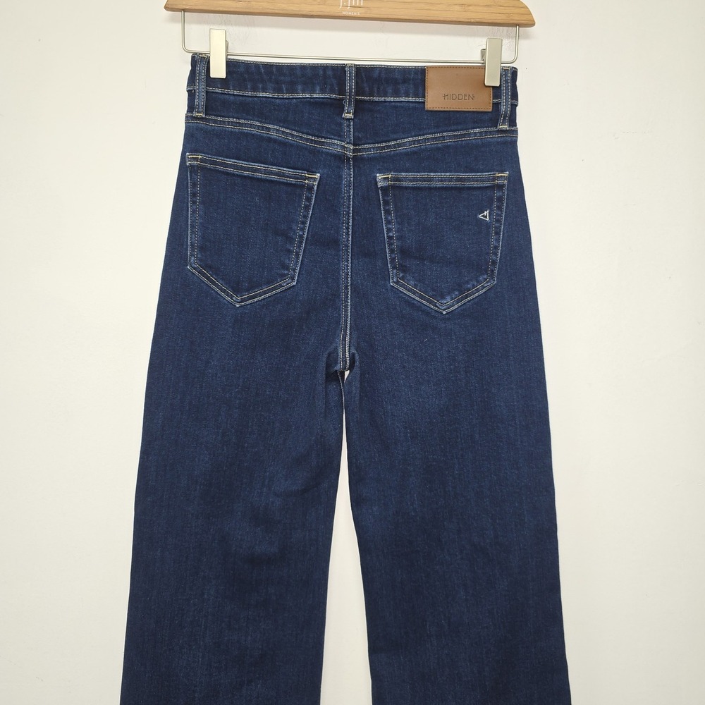 Hidden Happi Jeans Women's Dark Wash Size 27 High Rise Comfort Wide Leg Stretch - Picture 7 of 10